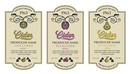 Wall Mural - collection of labels for various cider types