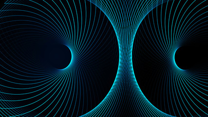 Wall Mural - effect of depth of round virtual tunnel. bid data stream visualization. technology banner for busine