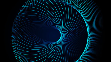 Wall Mural - effect of depth of round virtual tunnel. bid data stream visualization. technology banner for busine