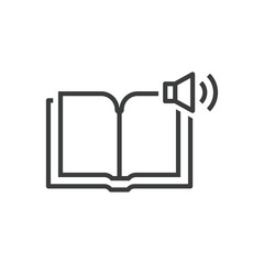 Wall Mural - online education icon of book. e-learning from e-book or audio book