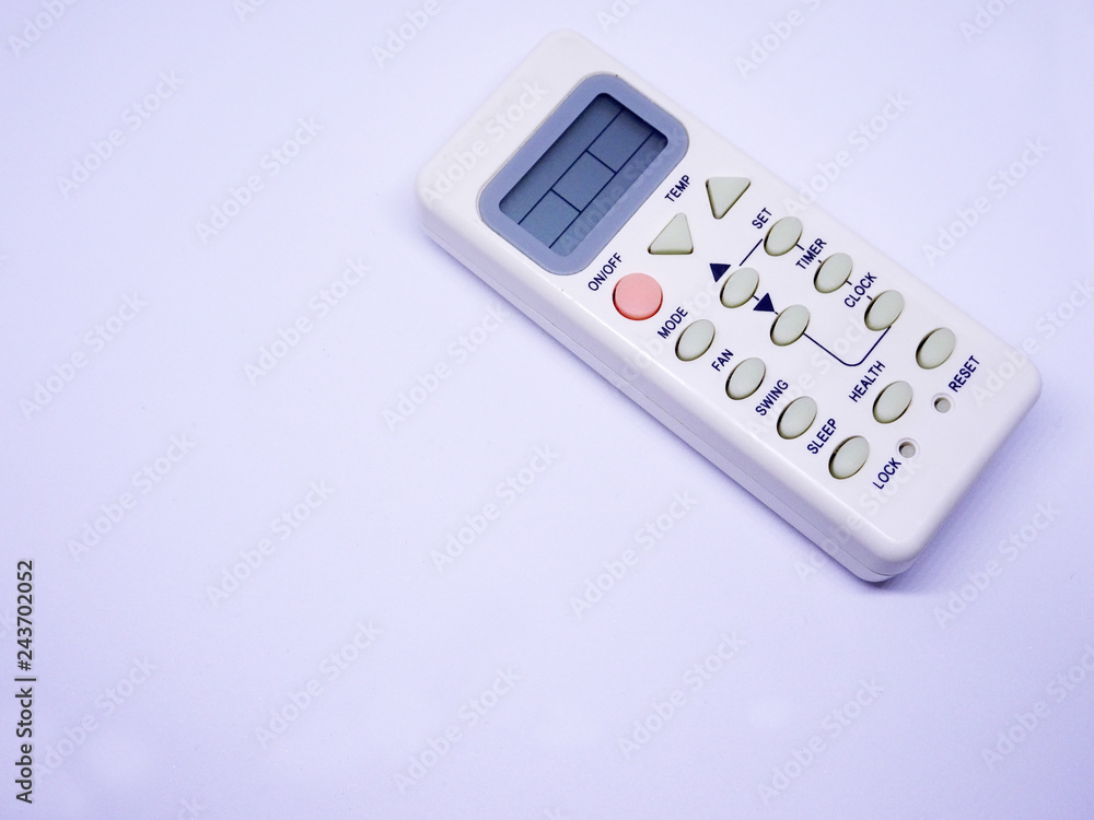 Simple and small air condition remote control isolated on white ...