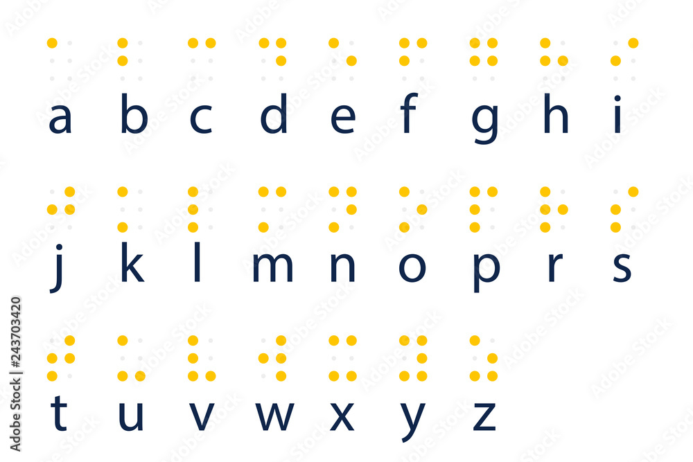 Braille alphabet letters colored. Clipart image isolated on white ...