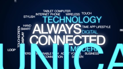 Poster - Always connected animated word cloud. Kinetic typography.