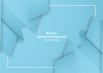 Wall Mural - Abstract blue background with pastel color. Template for business presentation, cover, invitation, poster, advertisement, banner. New trend of vector illustration design in 3D paper cut.