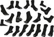 Cartoon black silhouette man or woman foots gesture set. Different foot positions. Vector icons.