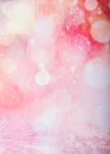 Soft Pink Light Abstract Bokeh Background With Sparkling White Stars.