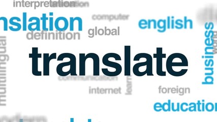 Wall Mural - translate animated word cloud. kinetic typography.