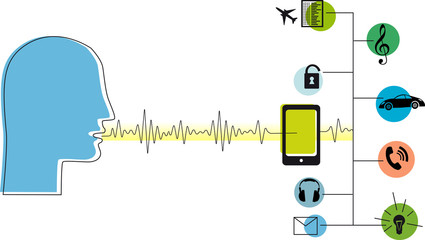 Voice assistant software in a smartphone, EPS 8 vector illustration