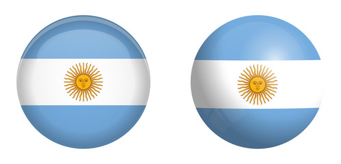 Wall Mural - Argentine Republic flag under 3d dome button and on glossy sphere / ball.