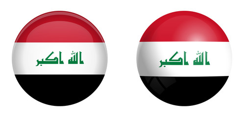 Wall Mural - Iraq flag under 3d dome button and on glossy sphere / ball.