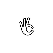 Ok Hand Gesture Icon Logo Vector Line Outline Monoline Illustration