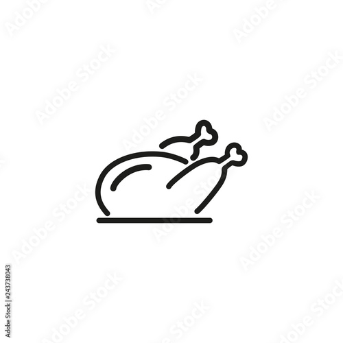 Chicken Line Icon Poultry Eating Meal Food Concept Can - 