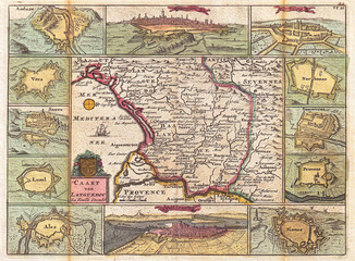 Fototapete - 1747, La Feuille Map of Languedoc, France