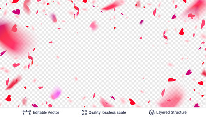 Wall Mural - Pink red festive confetti blurred in motion.