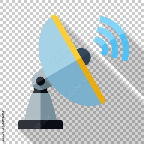 Cuadros en Lienzo Satellite antenna icon in flat style with long shadow on transparent background