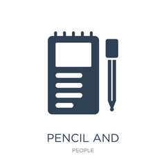 Sticker - pencil and notebook icon vector on white background, pencil and