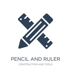 Sticker - pencil and ruler icon vector on white background, pencil and rul