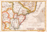 Fototapeta Mapy - 1780, Raynal and Bonne Map of Southern Brazil, Northern Argentina, Uruguay and Paraguay, Rigobert Bonne 1727 – 1794, one of the most important cartographers of the late 18th century