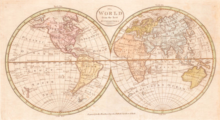 Fototapete - Old Map of the World, Payne 1798