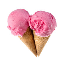 Heart Pink Ice Cream Cones