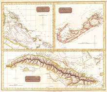1815, Thomson Map Of Cuba. Bermuda And The Bahamas, John Thomson, 1777 - 1840, Was A Scottish Cartographer From Edinburgh, UK