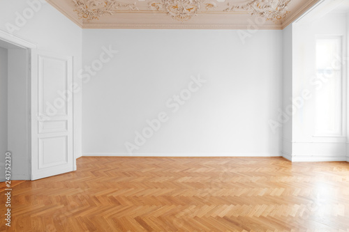 White Wall Background In Empty Apartment Room Flat With