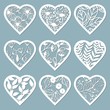 Set stencil hearts with flower. Template for interior design, invitations, etc. Vector illustration. Sticker set. Pattern for the laser cut, serigraphy, plotter and screen printing.