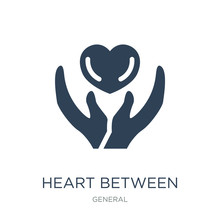 Heart Between Hands Icon Vector On White Background, Heart Betwe