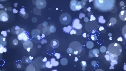 Wall Mural - blue abstract hearts background. seamless loop valentines day holiday animation.