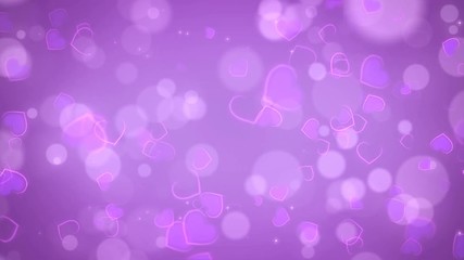 Wall Mural - purple abstract hearts background. seamless loop valentines day holiday animation.