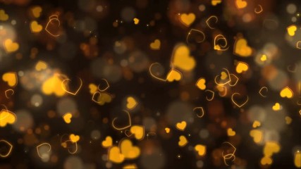 Wall Mural - gold abstract hearts background. seamless loop valentines day holiday animation.