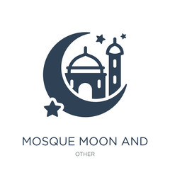 Poster - mosque moon and star icon vector on white background, mosque moo