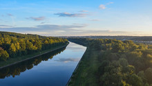 Moscow Canal In The Dmitrov District Of The Moscow Region. Top View