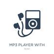 © Meth Mehr - mp3 player with headphones icon vector on white background, mp3
