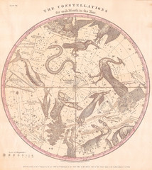 Fototapete - 1856, Burritt, Huntington Map of the Stars and Constellations of the Southern Hemisphere