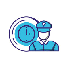 Wall Mural - security agent with time clock