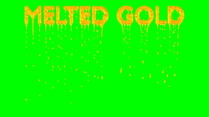 animated dripping a lot of gold paint or pigment or ink or melted gold from all caps text melted gol