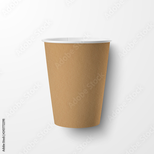 vector realistic 3d brown craft paper disposable cup icon closeup isolated on white background design template of paper mug for graphics mockup packaging top view buy this stock vector and explore adobe stock