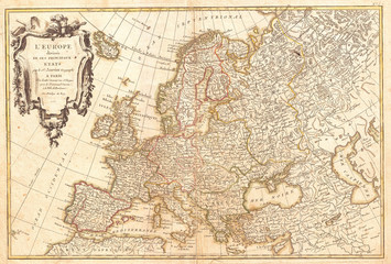 Fototapete - 1762, Janvier Map of Europe