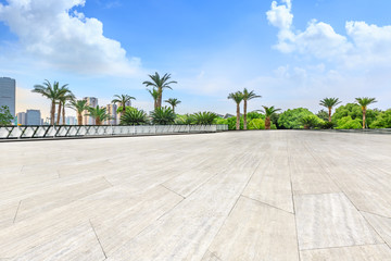 City square floor and modern commercial building in Shanghai