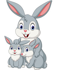 Wall Mural - Happy rabbits family