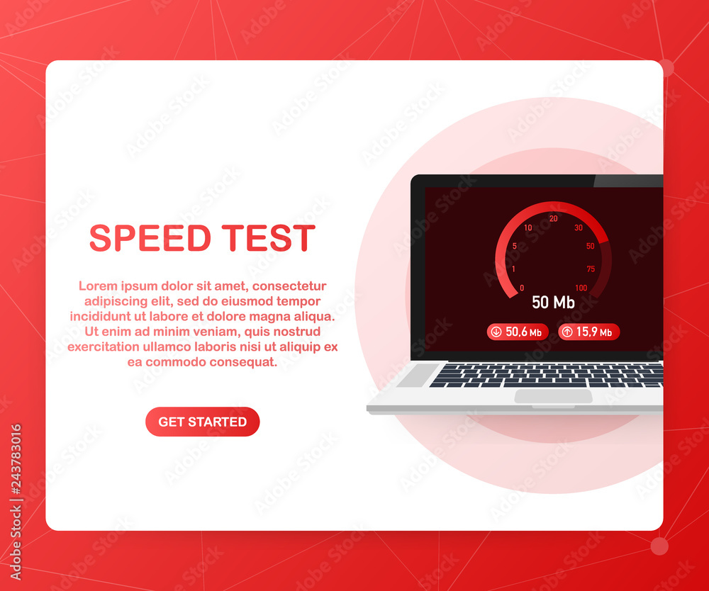 Speed test on laptop. Speedometer Internet Speed 50 mb. Website speed ...