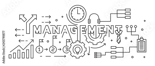Management Concept Line Art Design Black And White Doodle Vector