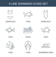 Wall Mural - 9 swimming icons