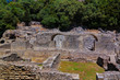 Panoramic view to agora and theatre ruins of ancient town of Butrint , Sarande, Albania