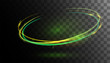 Transparent circle green shiny light effect.Rotational glow line.Glowing ring  background.Round frame vector.