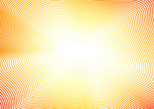 Undulating Lines Of Orange, Yellow, Red Gradient. Shiny Waves. Abstract Background With Copy Space. Line Art Pattern With Flash Effect. Design Concept. Vector Colored Waving Frame. EPS10 Illustration