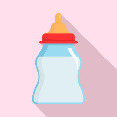 Canvas Print - Baby milk bottle icon. Flat illustration of baby milk bottle vector icon for web design