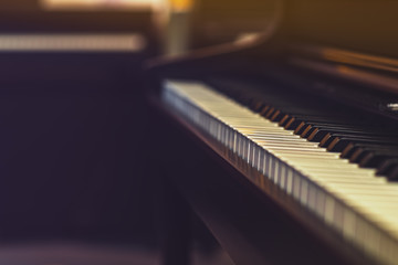 beautiful close-up of piano keys, selective focus