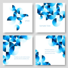 Wall Mural - Set of Geometric Colorful Square Templates with Blue Angle Gradient Circles. EPS 10 Vector.